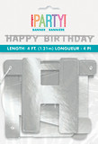 Happy Birthday silver deluxe jointed banner party decoration