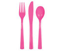 18ct Hot Pink Plastic Cutlery (Sets of 6)