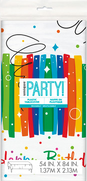 Happy Birthday colorful plastic tablecover 54 x 84 inches party tablecloth