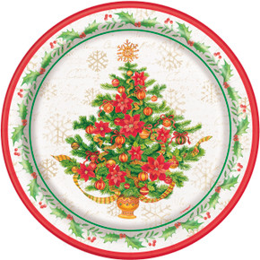 Festive Poinsettia Christmas Paper Plates 8 ct. 8 5/8 in. / 21.9 cm