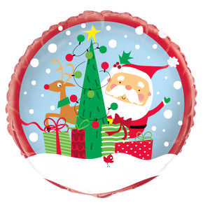 18-inch Santa foil balloon with colorful holiday design