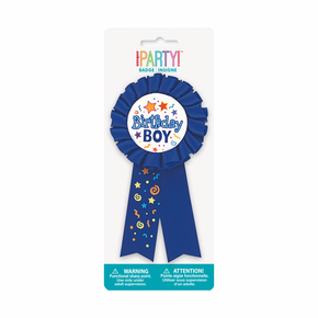 Blue Birthday Boy ribbon 3.5 in