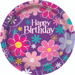 Birthday Blossom Plates 8ct, 9in