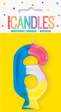 Rainbow Number 6 Birthday Candle Rainbow Number 6 Birthday Candle