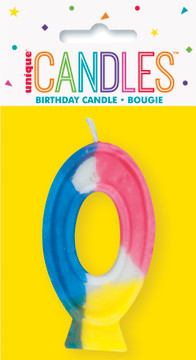 Birthday Rainbow Candle Number 0 Cake Topper