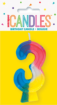 Birthday Rainbow Candle Number 3 Cake Topper