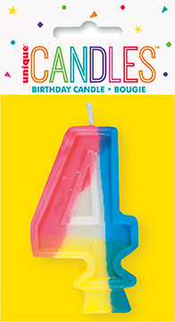 Birthday Rainbow Candle Number 4 Cake Topper