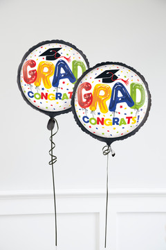 18" Colorful Graduation Balloon Grad Congrats!