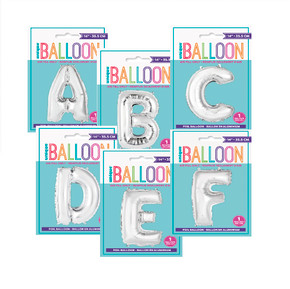 14-inch silver alphabet foil balloon, individual letter balloon
