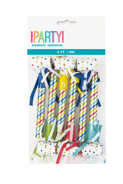 6 Multicolor Party Blowouts 6 Multicolor Party Blowouts