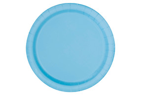 Powder Blue Disposable Paper Plates Round 7"