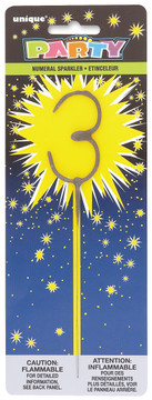 7" Sparkler Number 3 Cake Topper Candle