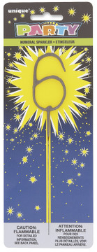7" Sparkler Number 6 Cake Topper Candle
