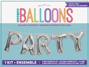 Party 5 Balloon Banner Kit Silver Letters 14"