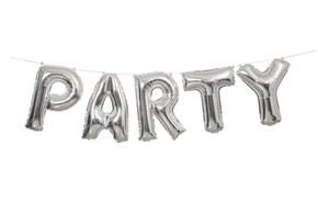 Party 5 Balloon Banner Kit Silver Letters 14"