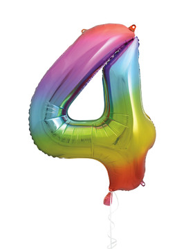 34" Rainbow Foil Balloon Number 4