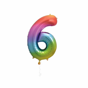 Multicolor numeral six foil balloon for party décor