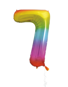 34" Rainbow Foil Balloon Number 7