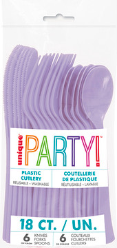 Plastic Cutlery kit Lavender Contains 18 units