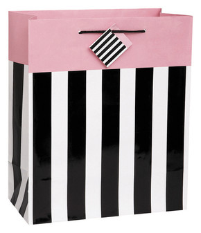Large Party Stripes Gift Bag 13” x 10.5 ”
Pink, black and white