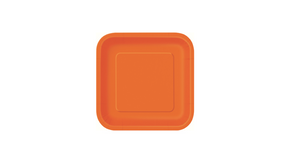 Pumpkin Orange Paper Plates Square Small