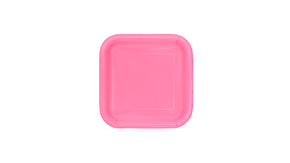 Hot pink square paper plates 16 count disposable party plates