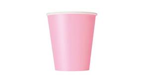 Pack of 14 Unique Lovely Pink Paper Cups wrapped in plastic packaging.