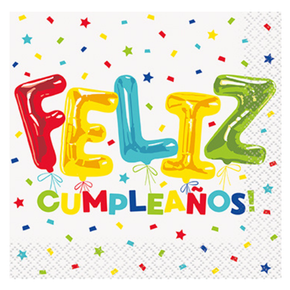 feliz cumpleaños balloon small paper napkins 16-count