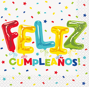 Feliz cumpleanos Balloon birthday beverage Napkins