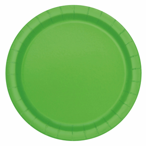 Lime green round paper plate