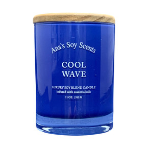 Cool Wave, Ana's Soy Scents 11oz Candle with Lid