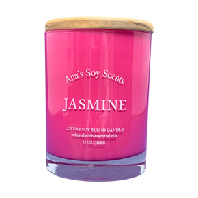 Jasmine, Ana's Soy Scents 11oz Candle with Lid