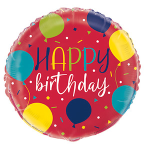 Happy Birthday Red Foil Balloon 18"