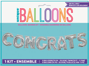 Silver CONGRATS 8 Balloons (14 in 35.5 cm)