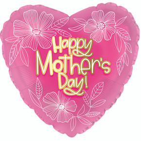 Happy Mothers Day Whiteline Flowers Foil Balloon 17¨
