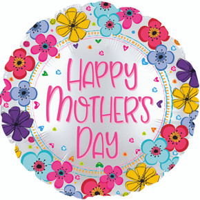 Happy Mothers Day Floral Border Foil Balloons 17¨