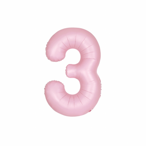 Light pastel pink number 3 balloon for party setup