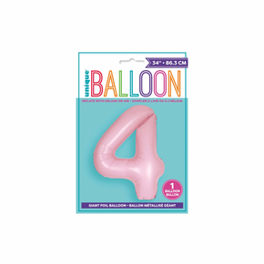 Matte pink number 4 balloon for birthday party décor