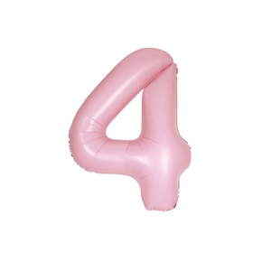 Oversized matte pink foil balloon shaped like number four
