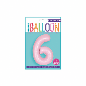 Matte pink number 6 balloon for birthday party décor