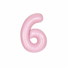 Oversized matte pink balloon shaped like number six