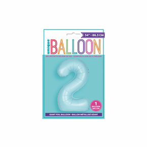 Light blue matte number 2 balloon for party backdrop