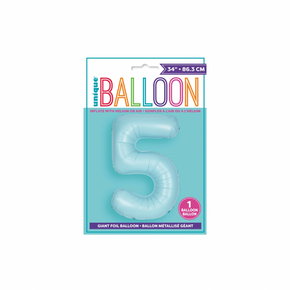 34” Matte Blue Number 5 Foil Balloon – 1ct