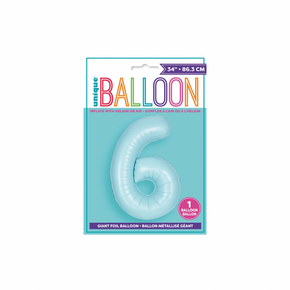 Matte blue number 6 balloon for birthday party décor