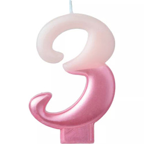 Birthday Candle Numeral ''3'' Pink