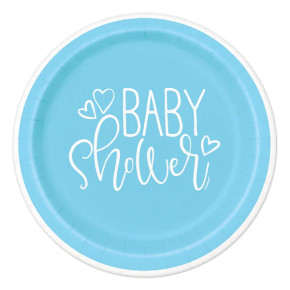 Blue Hearts Baby Shower Small Paper Plates (8ct.)