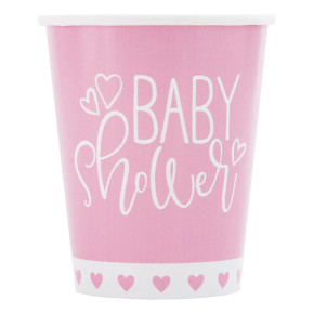 Pink Hearts Baby Shower Disposable Cups 8ct.(9oz)