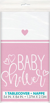 Pink Hearts Baby Shower Rectangular Plastic Table Cover 54"x84"
