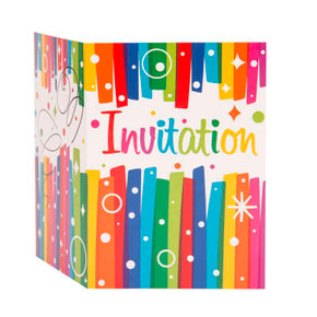 Rainbow Ribbons Birthday Invitations 8ct