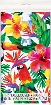 Palm Tropical Luau Rectangular Plastic TableCover 54"x84"